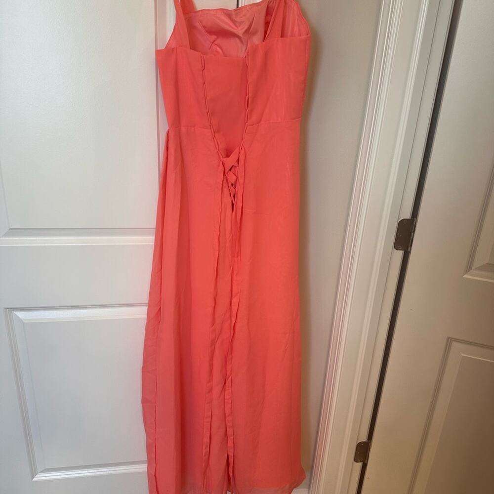 Chiffon Coral Evening Gown - Picture 5 of 10